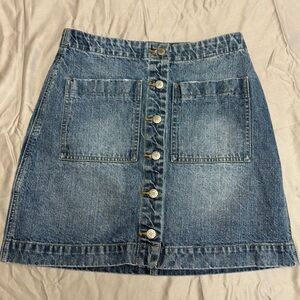 Lucky Brand Button  Front Mini  Jean Skirt Woman’s Size 4/27 Pockets Trendy